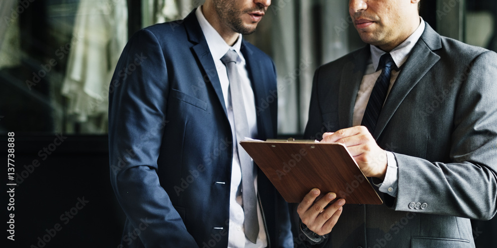 Businessman Walking Discussion Talking Work Concept