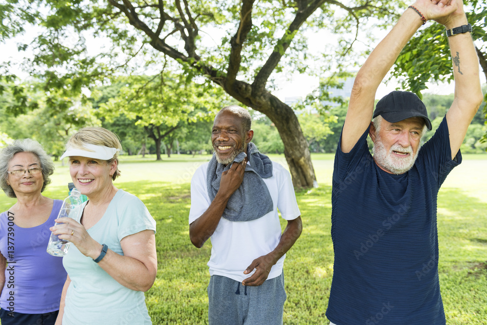 Senior Group Friends Exercise Relax Concept