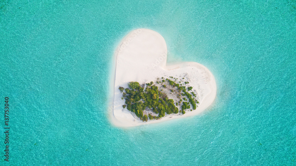 Tropical island in heart shape