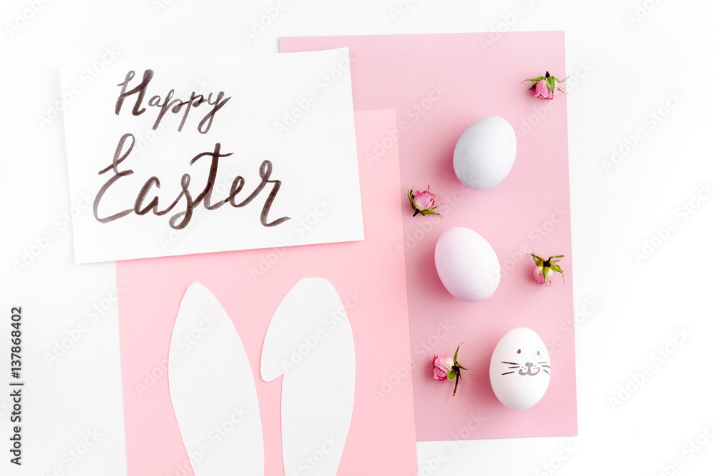 Easter concept on white background top view mockup