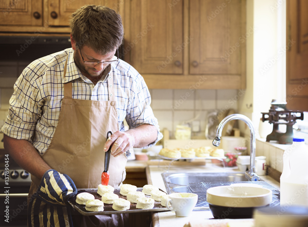 Man Apron Cooking Baking Bakery Concept