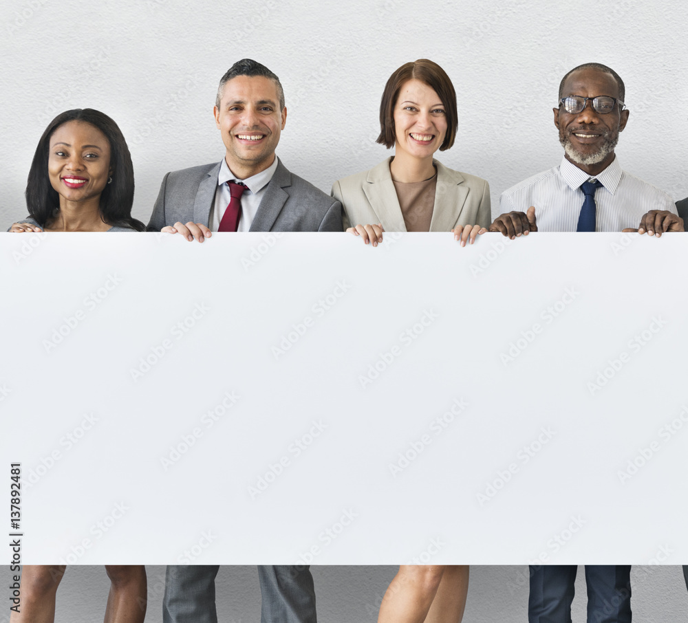 Business People Holding Information Board Concept