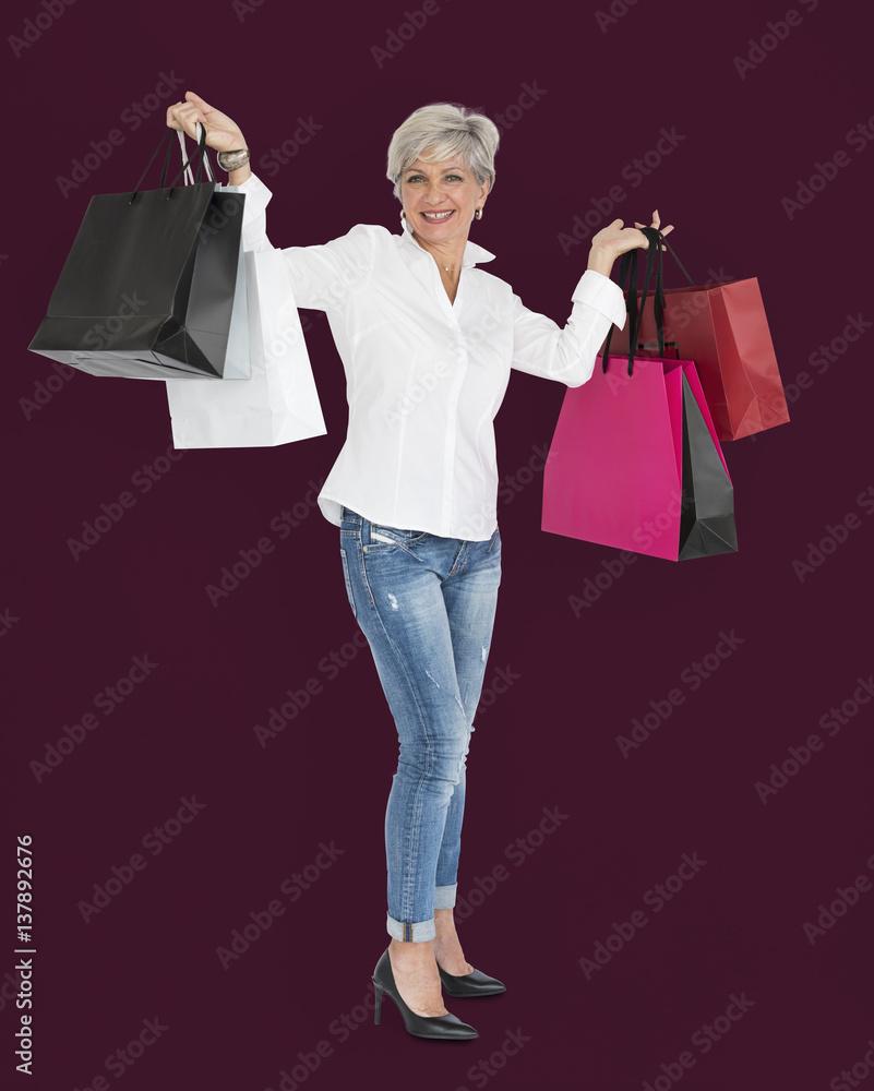 Woman Smiling Happiness Shopaholic Portrait