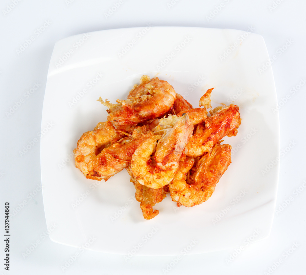 Fried shrimp isolated on white background