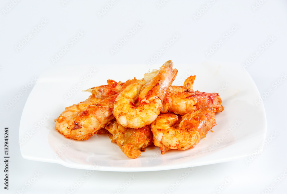 Fried shrimp isolated on white background