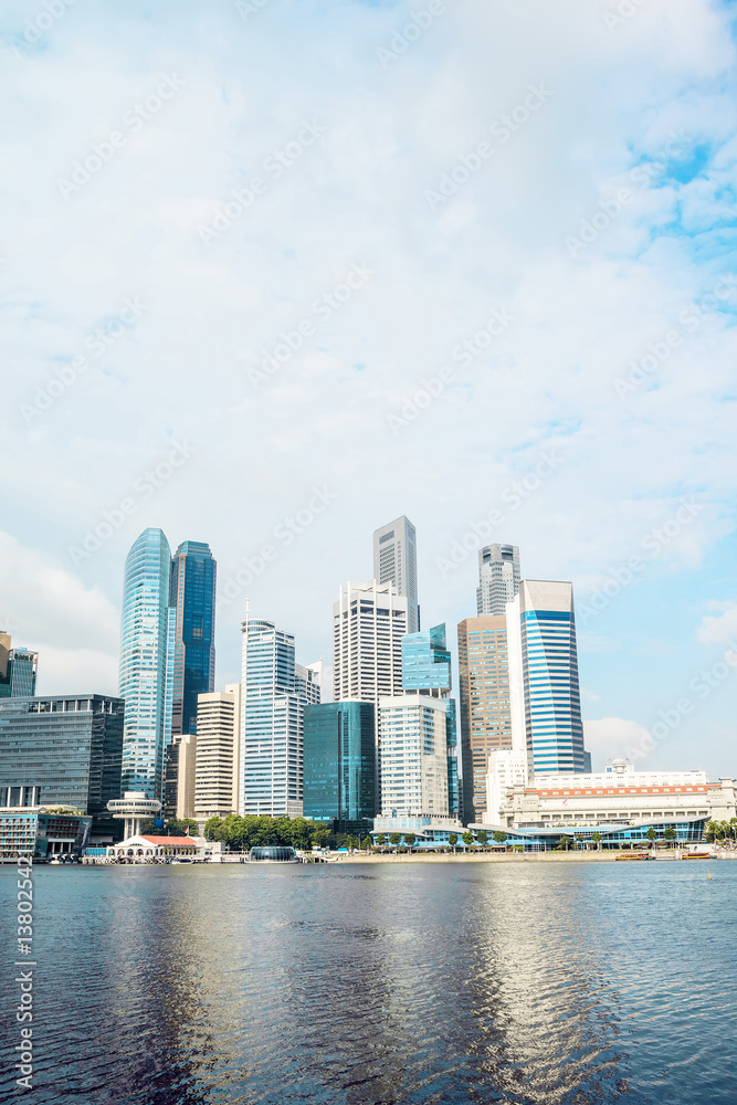 cityscape and skyline of modern city from water