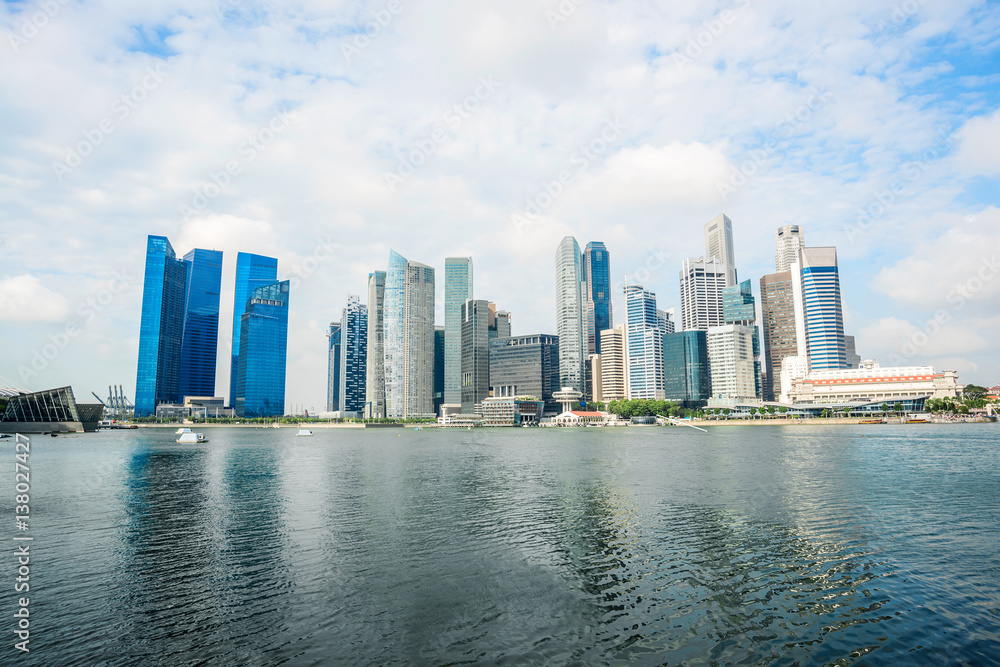 cityscape and skyline of modern city from water