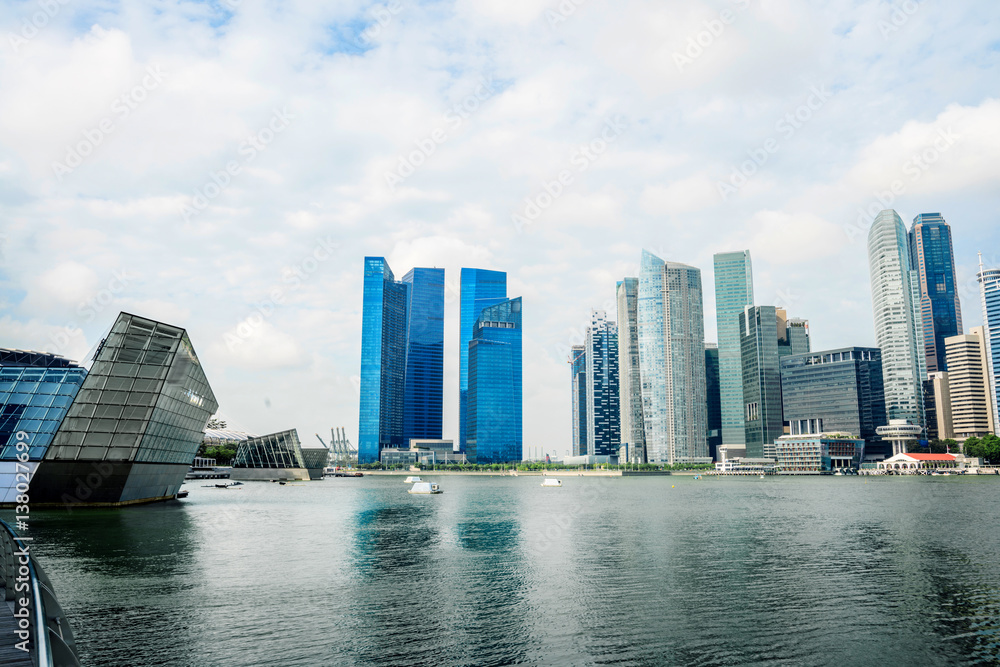 cityscape and skyline of modern city from water