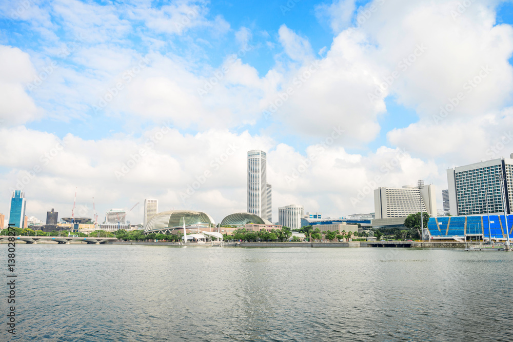 cityscape and skyline of modern city from water