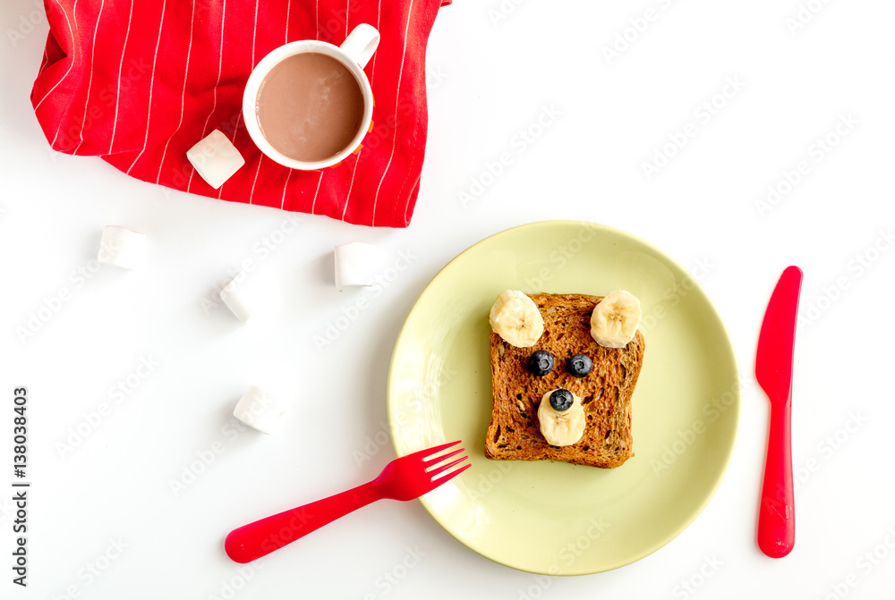 cooking breakfast for kid bear sandwiches top view