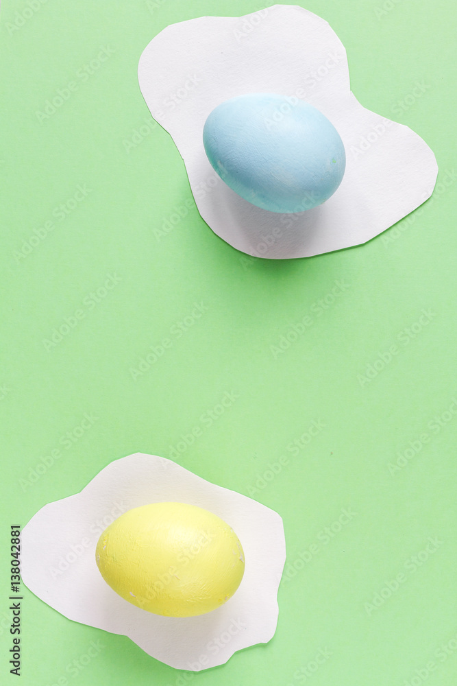 Easter concept on green background top view mockup