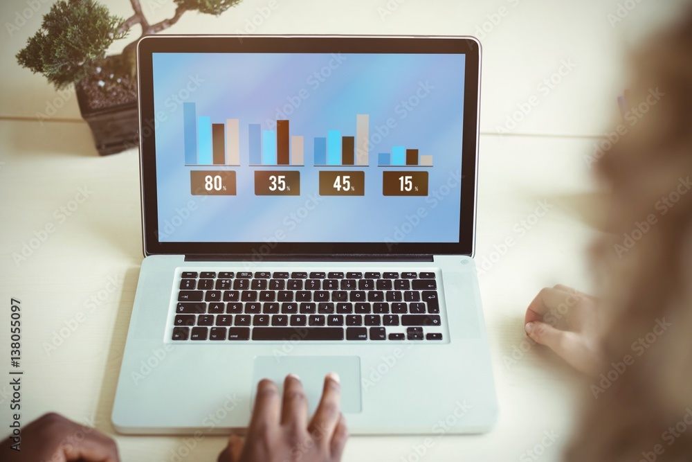 Composite image of business interface with graphs and data