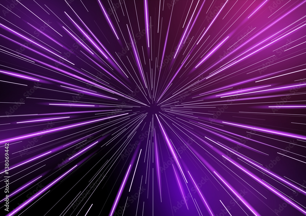 Fast moving at light speed -  retro warp star beams! Abstract vector background.