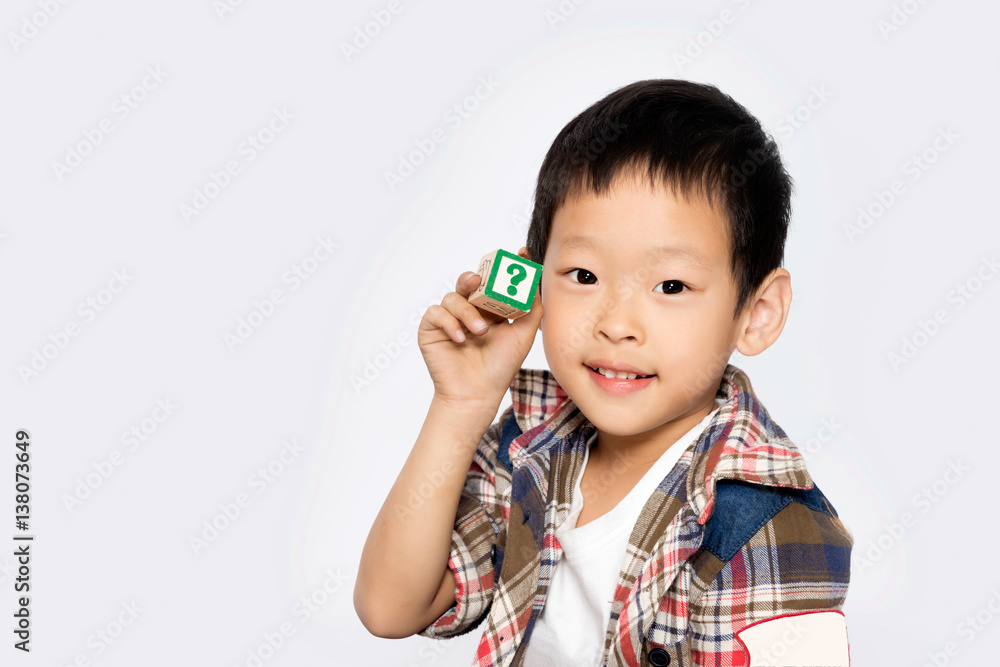 isolated naughty boy on white background