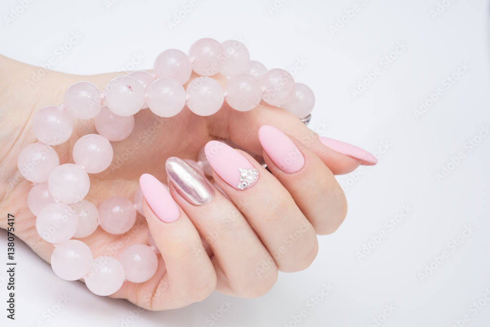 Beautiful womans hands. Natural nails and manicure. Spa procedure.