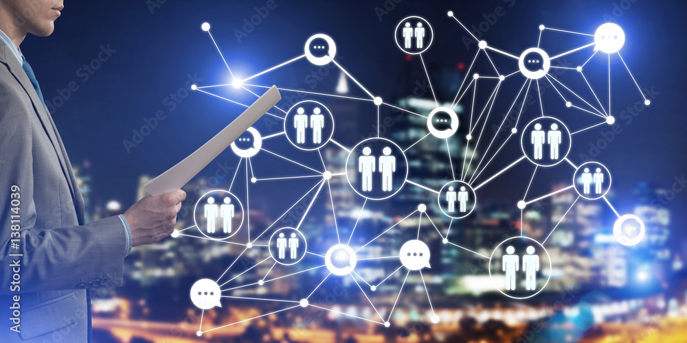 Concept of modern business networking that connect and cooperate people