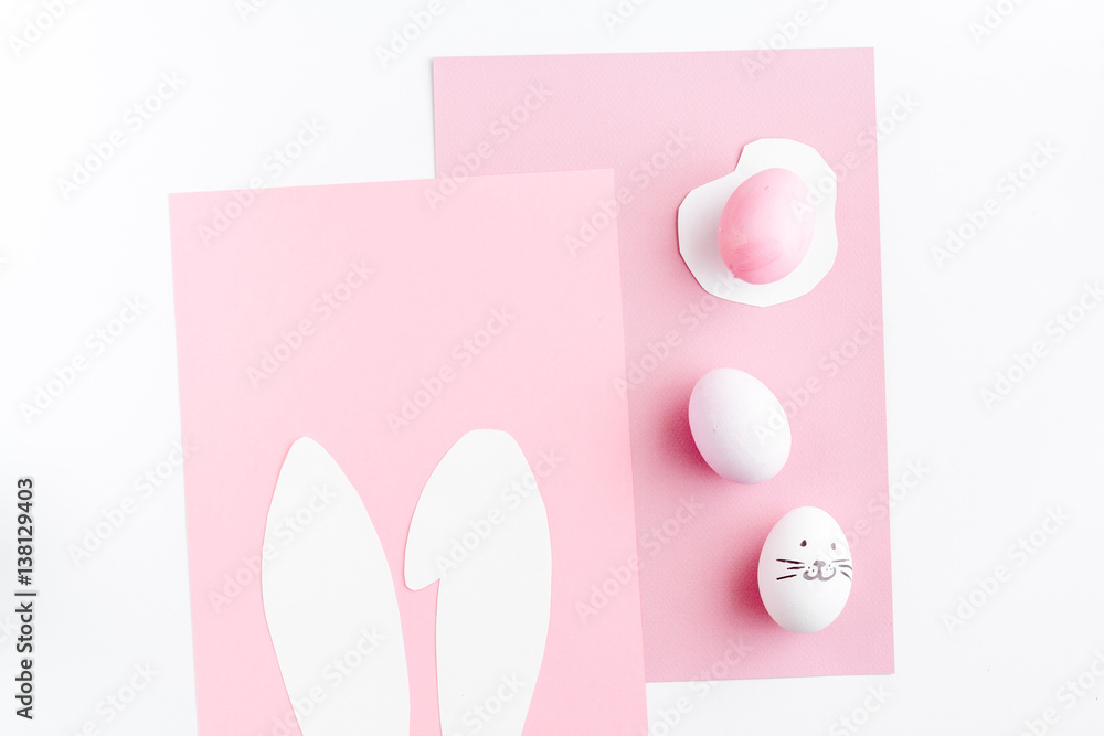 Easter concept on white background top view mockup