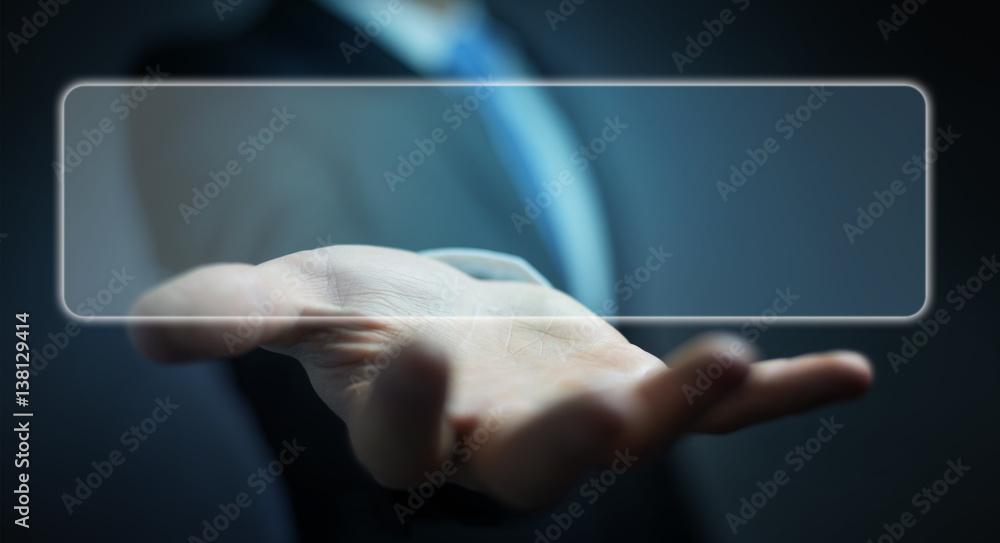 Businessman surfing on internet with digital tactile interface 3D rendering