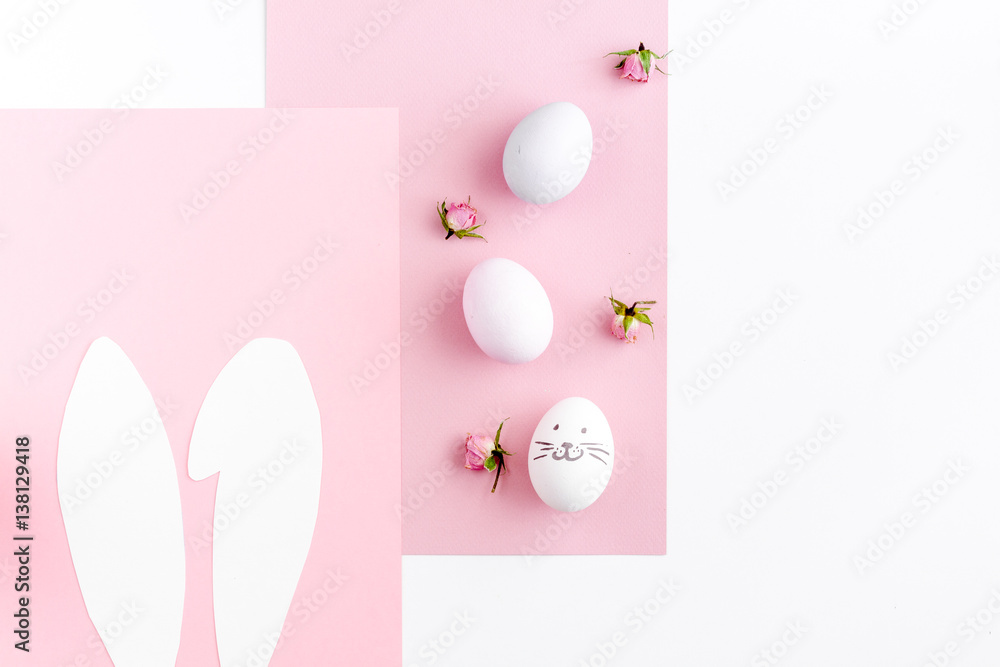 Easter concept on white background top view mockup