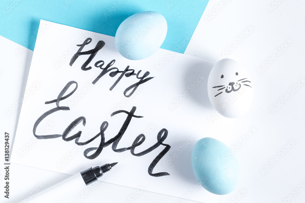 Easter concept on white background top view mockup