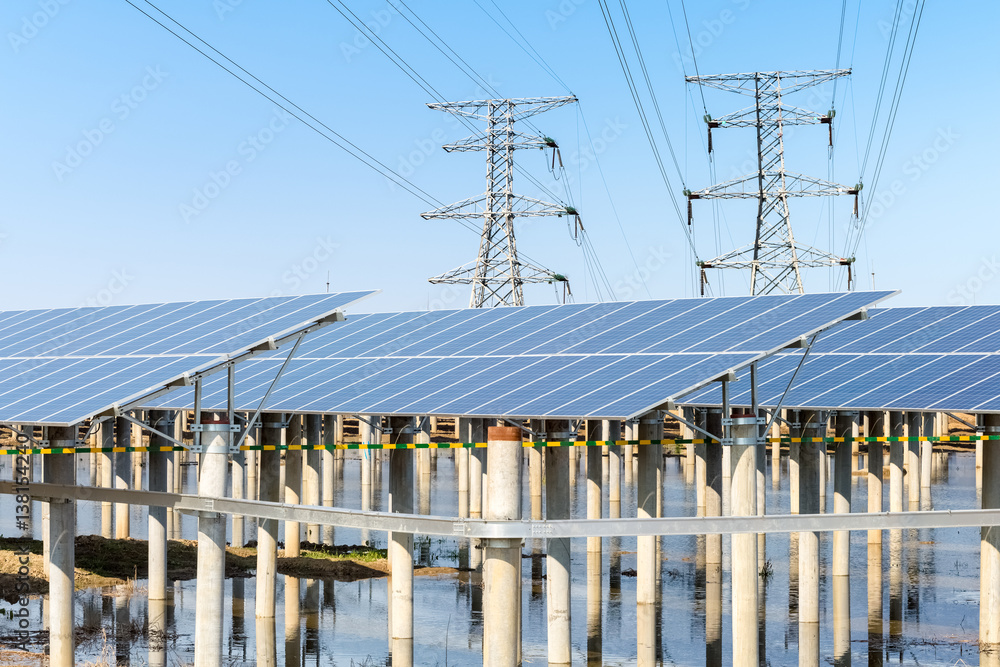 solar power plant under the sunny sky