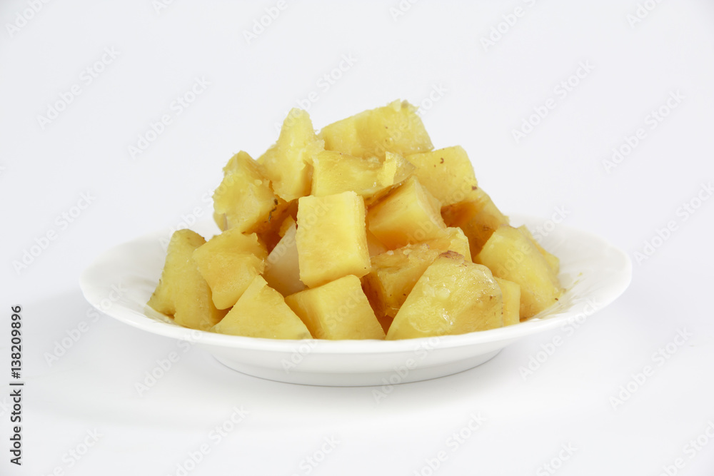 sweet potatoes on a white plate