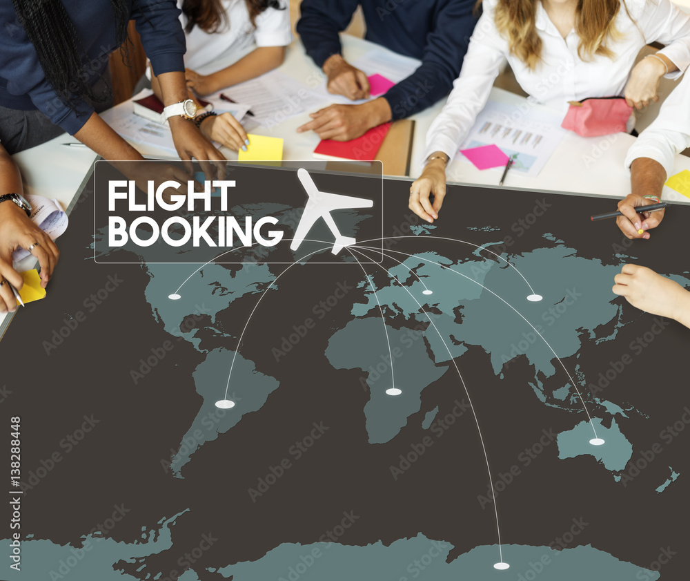 Flight Ticket Booking Destination Journey Concept