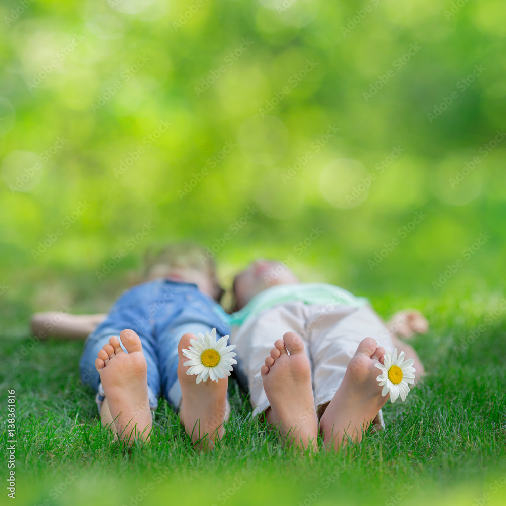 Happy children playing outdoors