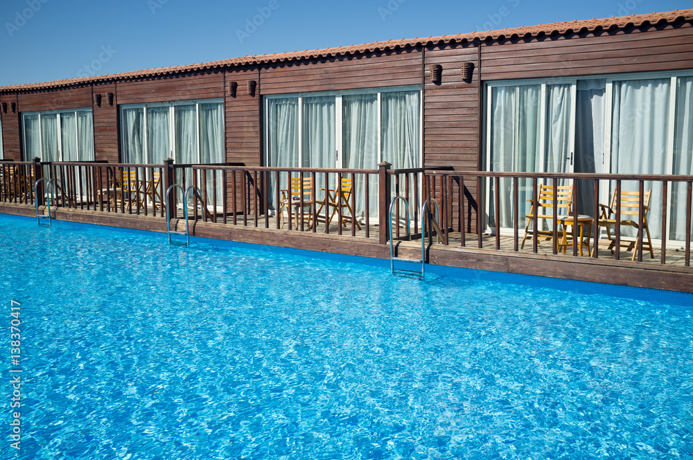 Blue water in the swimming pool,