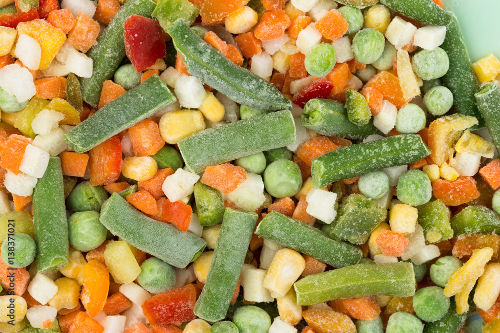 Frozen vegetables background