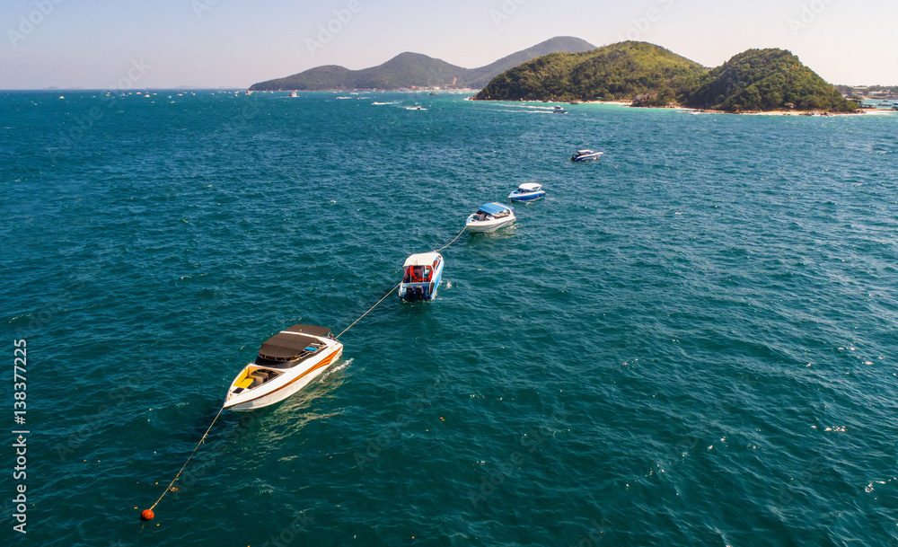 At Sea Island.Aerial view. Top view.amazing nature background.The color of the water and beautifully