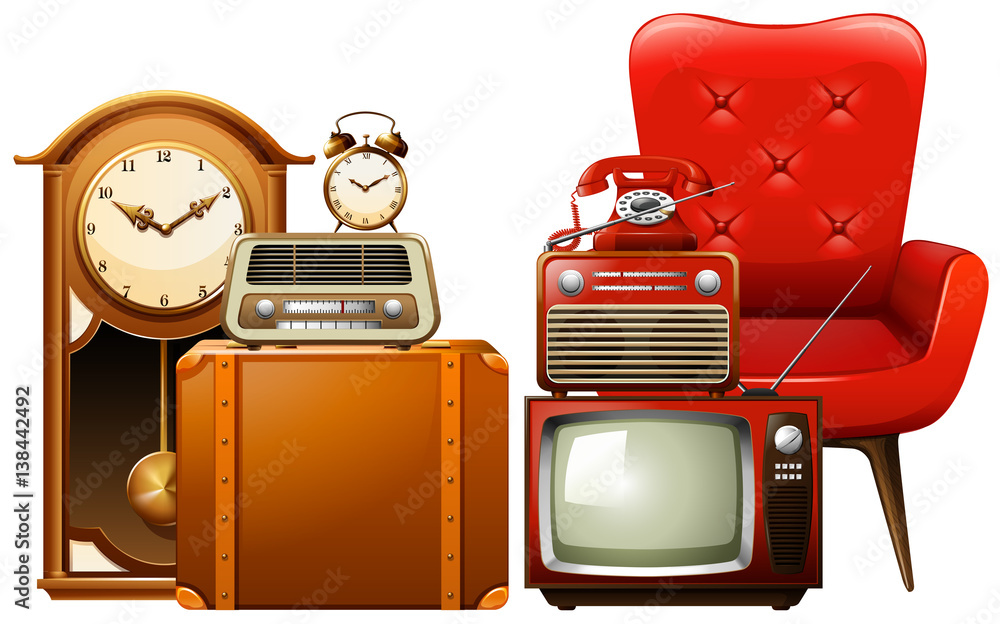 Different types of vintage furnitures