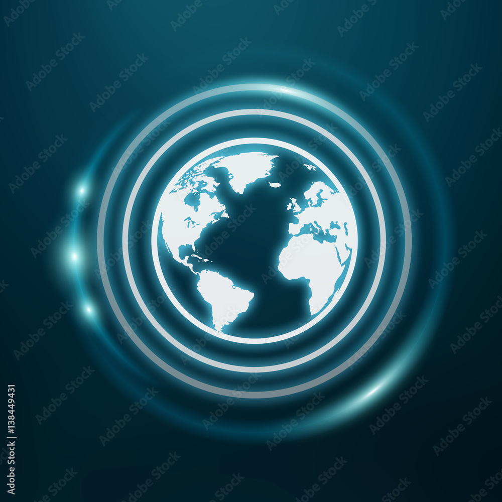 White and glowing blue internet icon 3D rendering