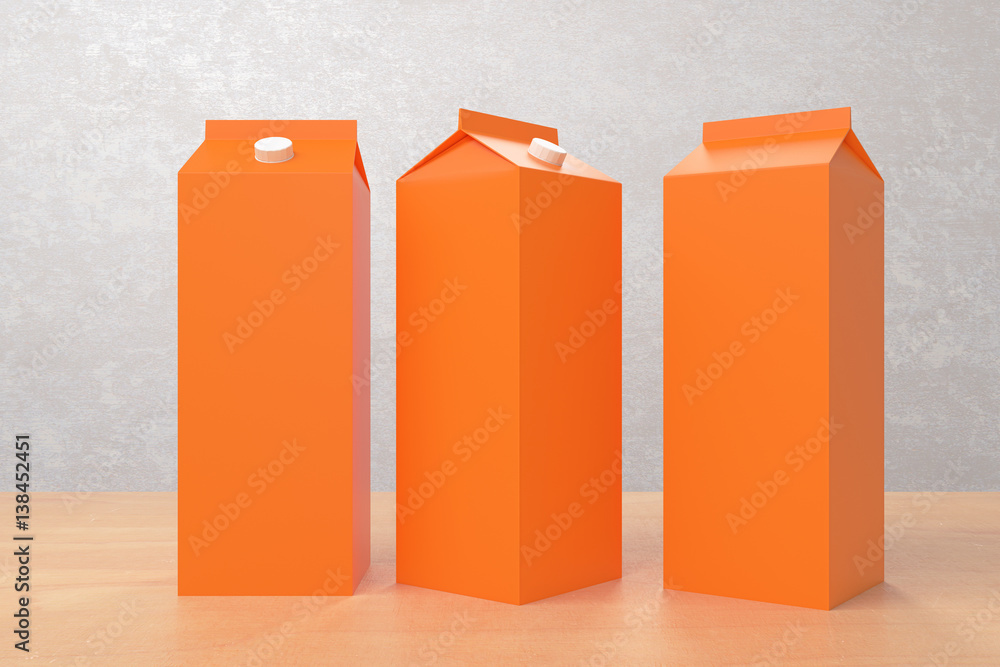 Blank orange milk/juice packagings