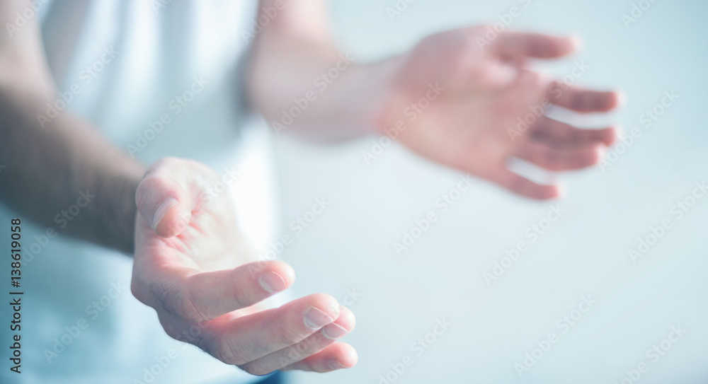 Businessman showing his empty hand