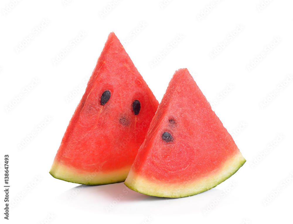 Slices of watermelon on white background