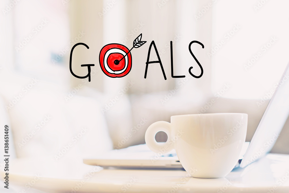 Goals concept with a cup of coffee