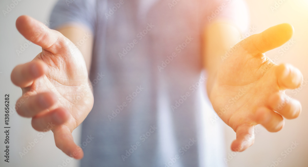 Businessman showing his empty hand