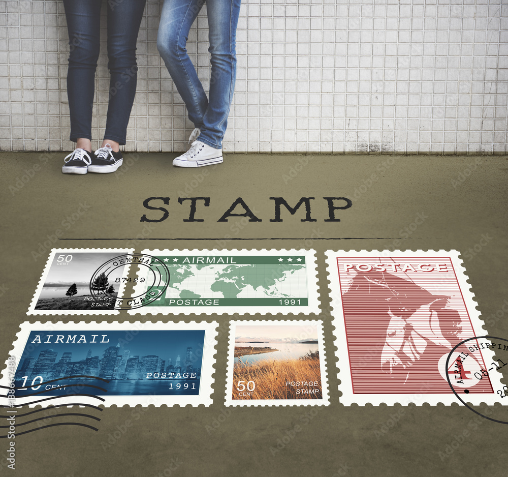 Postal Postage Mail Package Stamp Concept