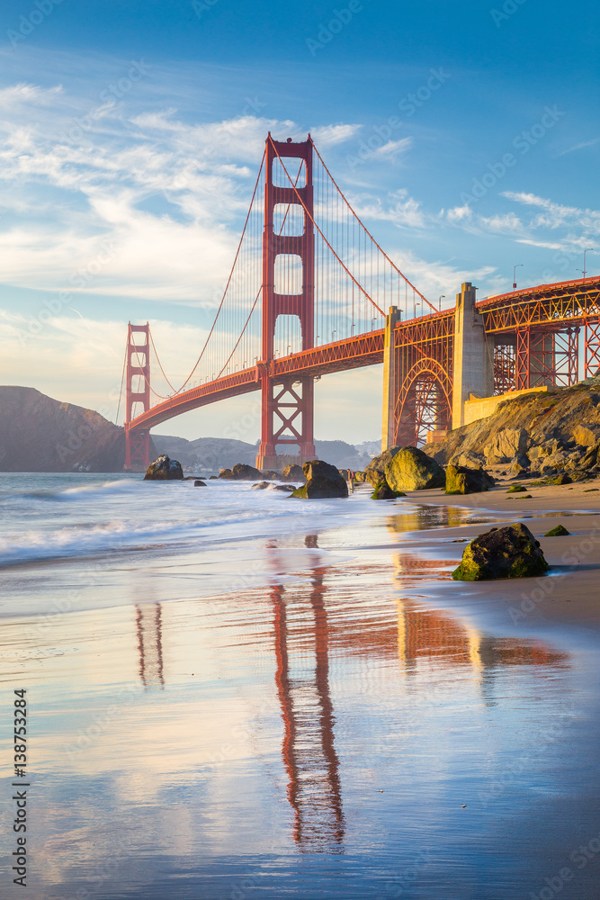 Golden Gate Bridge at sunset, San Francisco, California, USA