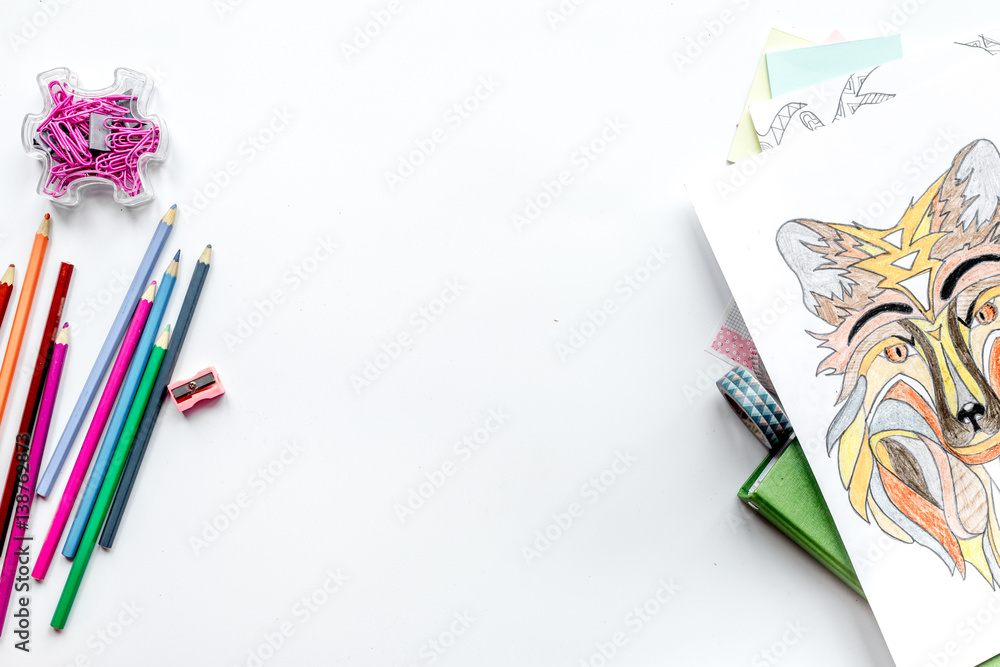 coloring picture for adults on white background top view mockup