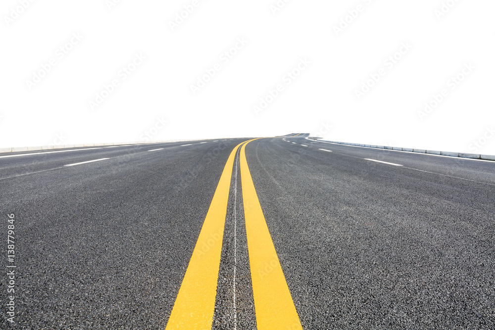 New asphalt road on white background