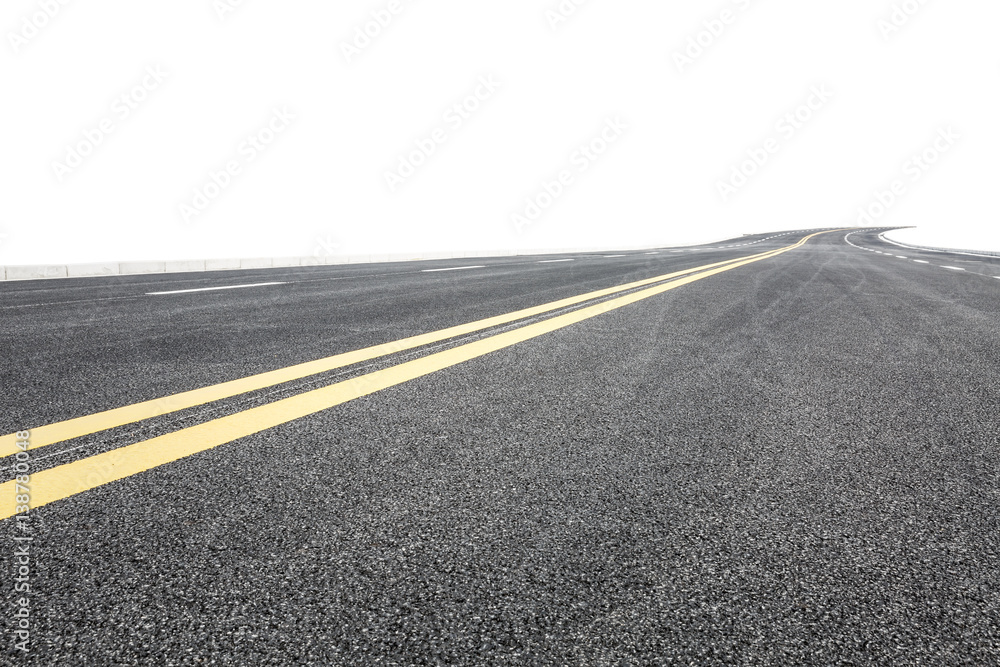 New asphalt road on white background