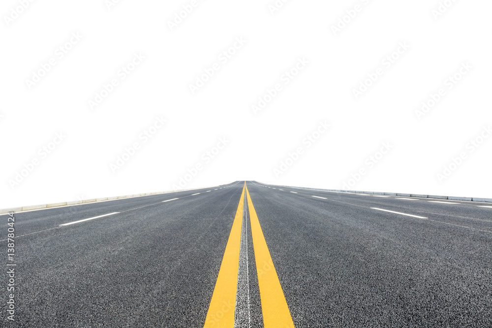 New asphalt road on white background