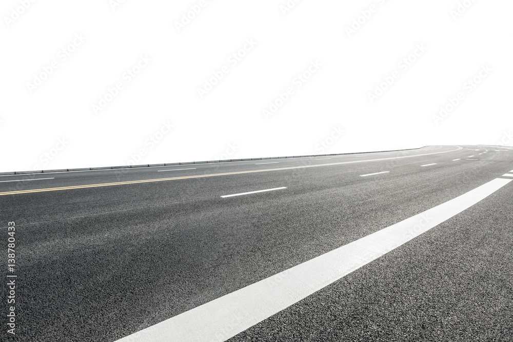 New asphalt road on white background