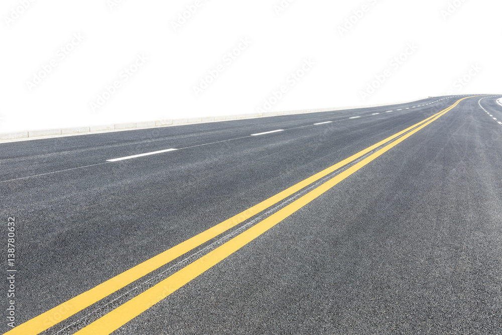 New asphalt road on white background