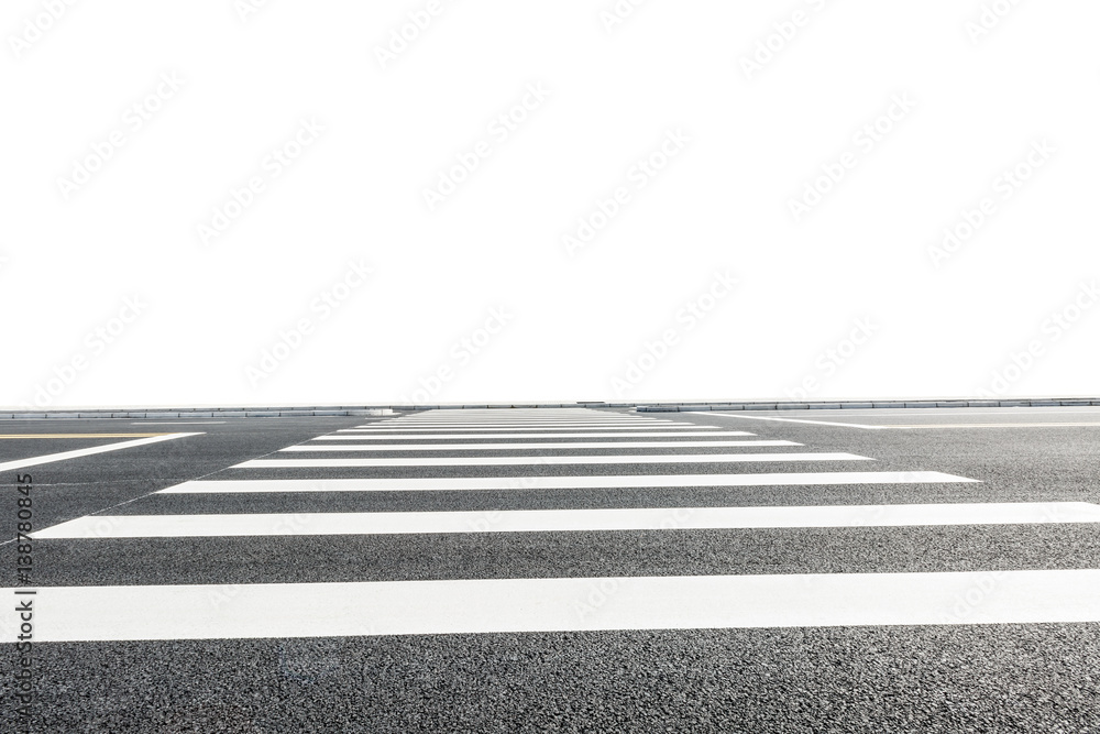 New asphalt road on white background