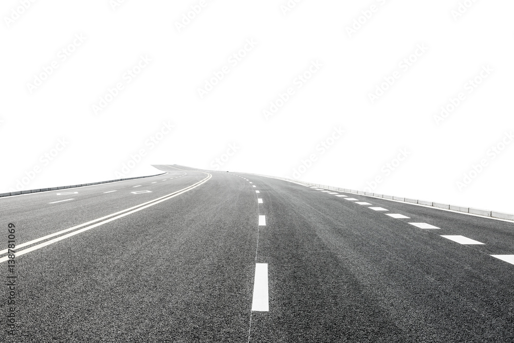 New asphalt road on white background