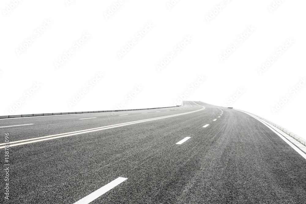 New asphalt road on white background