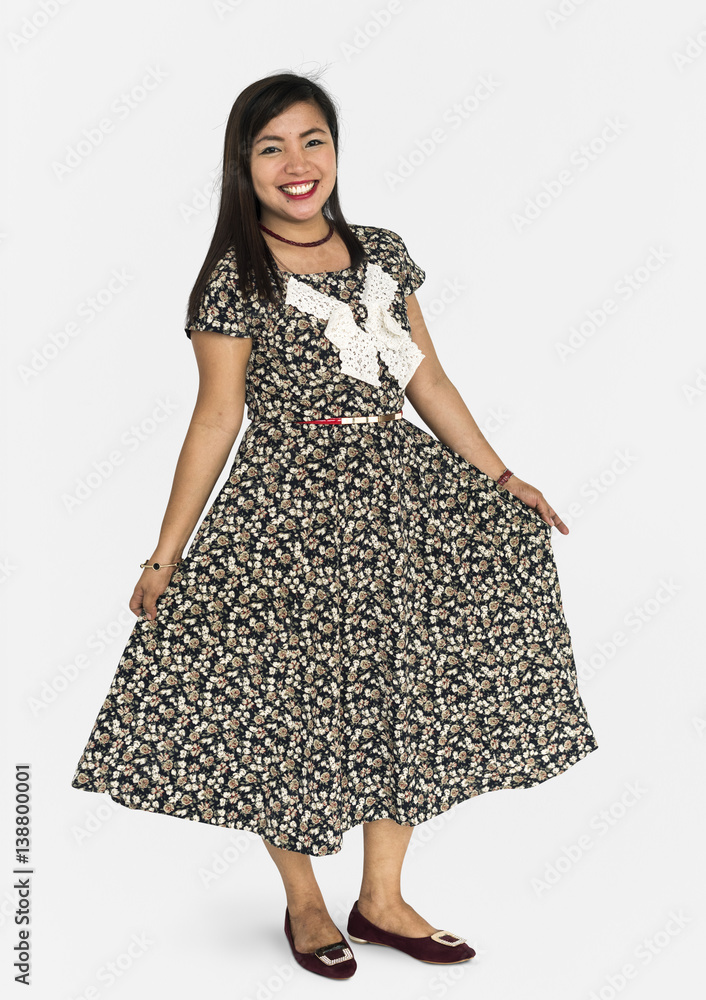 Woman Cheerful Portrait Studio Concept